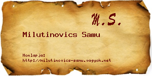 Milutinovics Samu névjegykártya